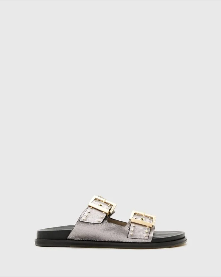 AllSaints Magda studded sandals in silver