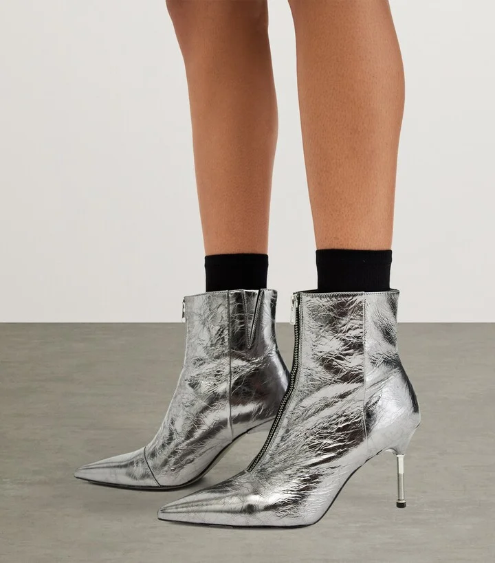 AllSaints Metallic Leather Natasha Boot 52 - Image 4