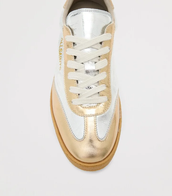 AllSaints Metallic-Leather Thelma Sneakers - Image 2