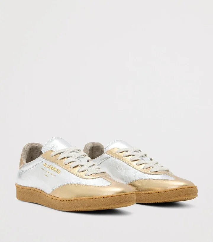 AllSaints Metallic-Leather Thelma Sneakers - Image 3
