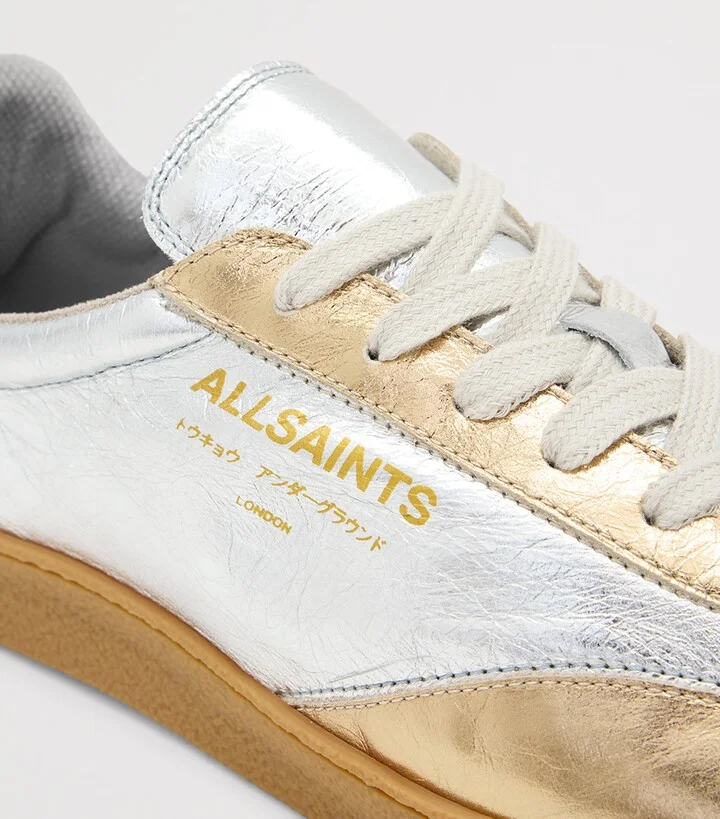 AllSaints Metallic-Leather Thelma Sneakers - Image 5