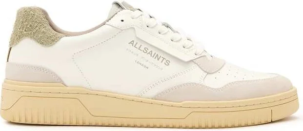 AllSaints Regan leather low top sneakers in white and gray - Image 3