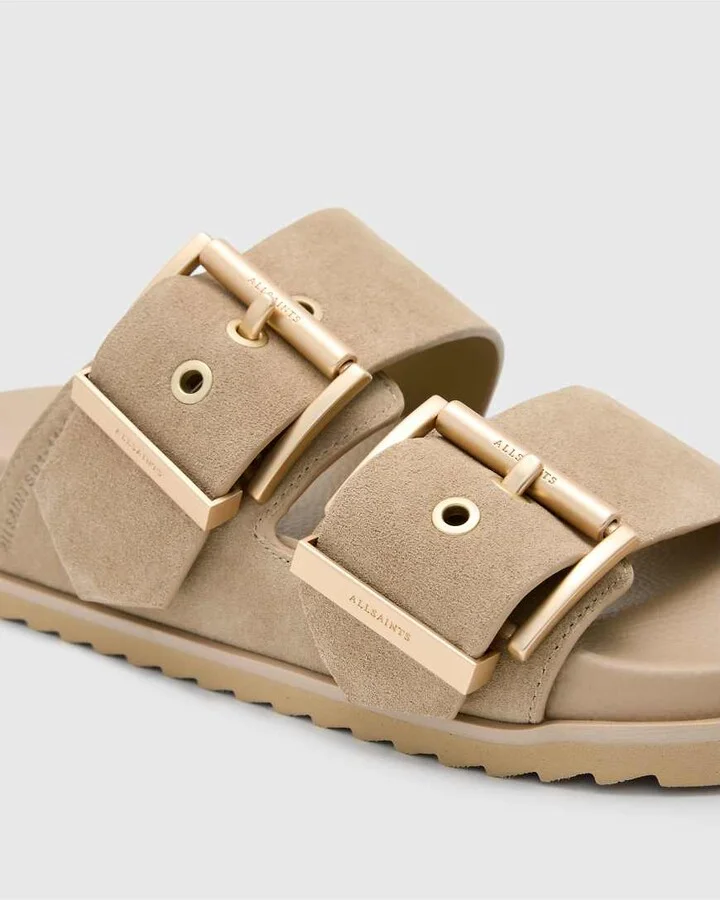 AllSaints Sian leather sandals in sand - Image 2