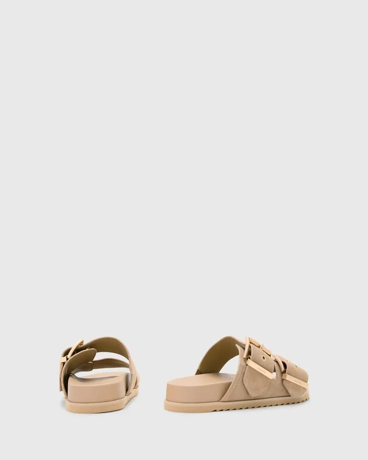 AllSaints Sian leather sandals in sand - Image 4