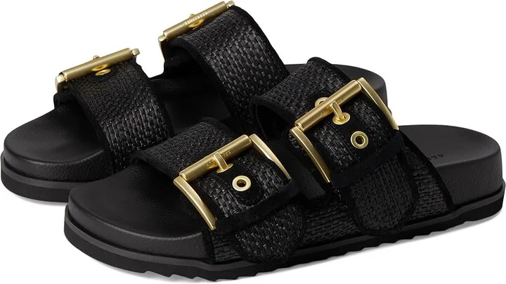 AllSaints Sian Raffia Sandals Women's Sandals Black : 8.5 M, Leather
