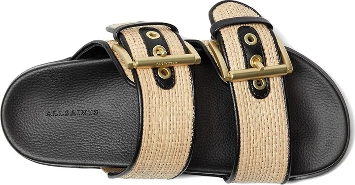 AllSaints Sian Raffia Sandals Women's Sandals Natural/Black : 10.5 M, Leather - Image 2