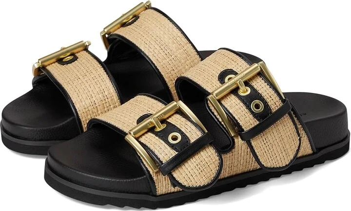 AllSaints Sian Raffia Sandals Women's Sandals Natural/Black : 10.5 M, Leather