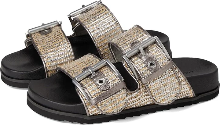 AllSaints Sian Raffia Sandals Women's Sandals Silver : 6 M, Leather