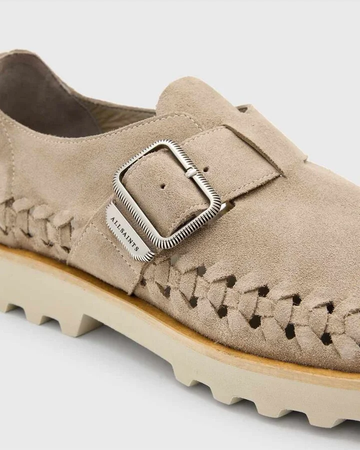 AllSaints Skiff suede creeper shoes in cloudy gray - Image 3