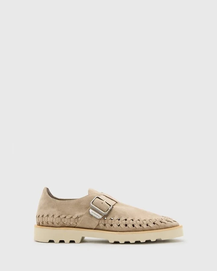 AllSaints Skiff suede creeper shoes in cloudy gray - Image 4