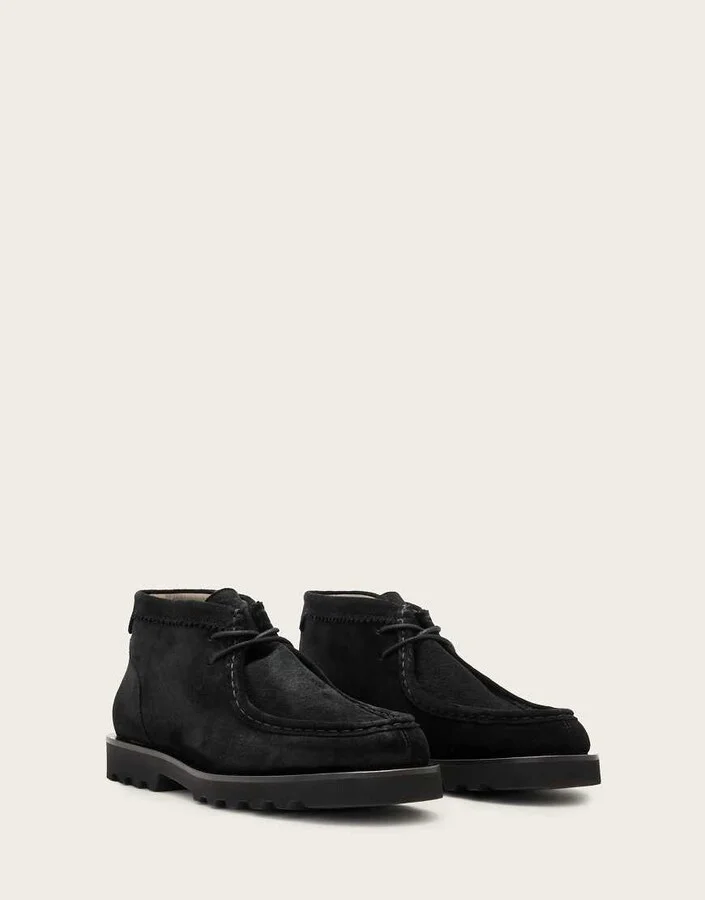 AllSaints Skiff suede lace-up boots in black - Image 3