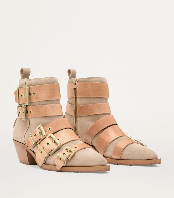 AllSaints Suede Buckle-Detail Jane Boots - Image 2