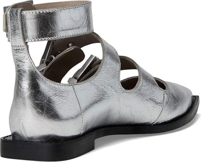 AllSaints Susan Buckle Shoe Women's Flat Shoes Silver : 10 M, Leather - Image 4