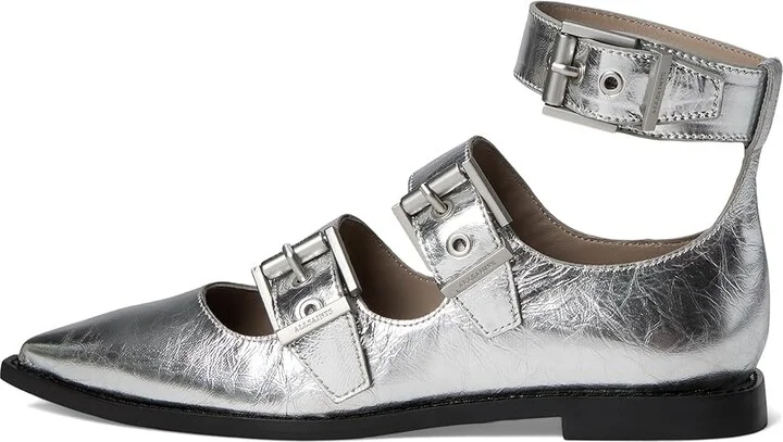 AllSaints Susan Buckle Shoe Women's Flat Shoes Silver : 10 M, Leather - Image 6