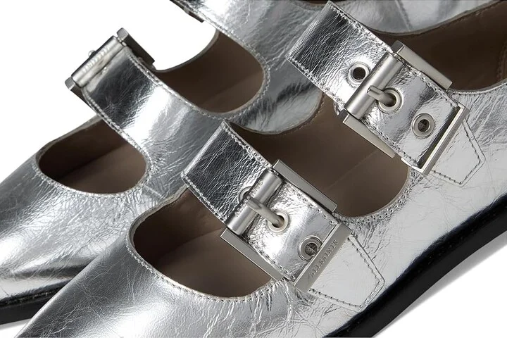 AllSaints Susan Buckle Shoe Women's Flat Shoes Silver : 10 M, Leather - Image 7