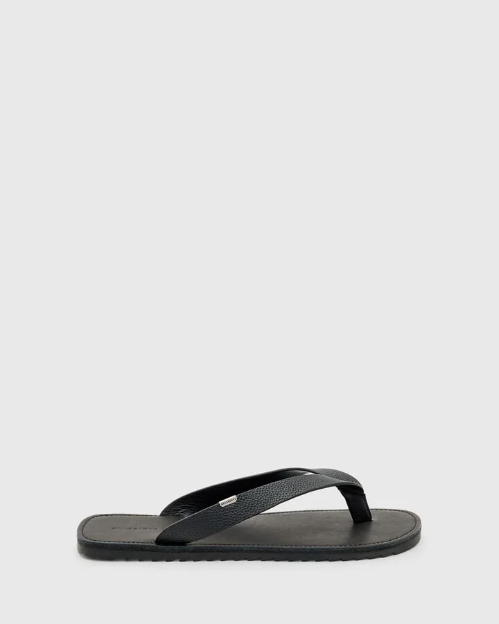 AllSaints Sydney leather thong sandals in black