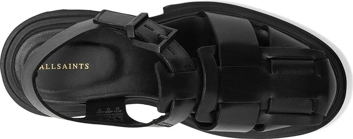 AllSaints Tess Sandal Women's Wedge Shoes Black : 8 M, Leather - Image 2