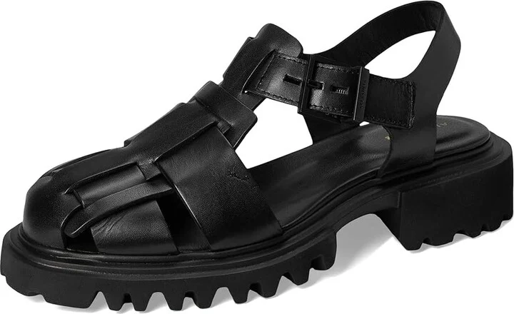 AllSaints Tess Sandal Women's Wedge Shoes Black : 8 M, Leather - Image 5