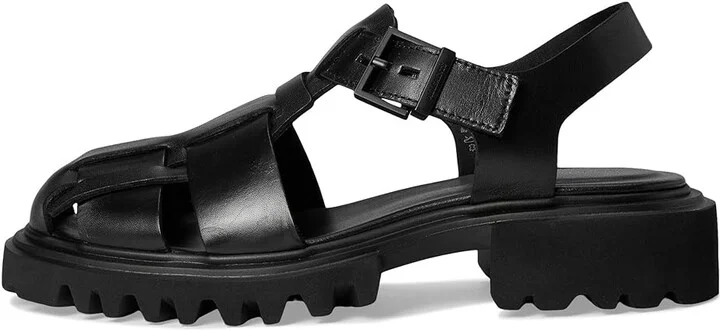 AllSaints Tess Sandal Women's Wedge Shoes Black : 8 M, Leather - Image 6