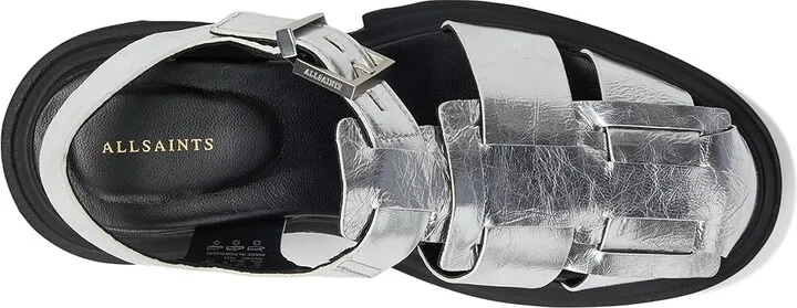 AllSaints Tess Sandal Women's Wedge Shoes Silver : 10 M, Leather - Image 2
