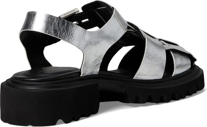 AllSaints Tess Sandal Women's Wedge Shoes Silver : 10 M, Leather - Image 4