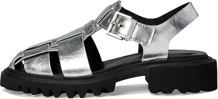 AllSaints Tess Sandal Women's Wedge Shoes Silver : 10 M, Leather - Image 6