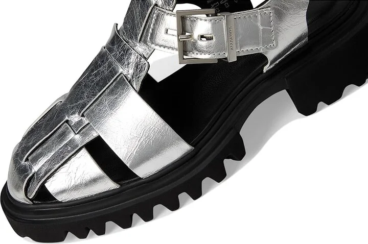 AllSaints Tess Sandal Women's Wedge Shoes Silver : 10 M, Leather - Image 7