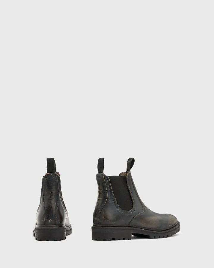AllSaints Toby leather chelsea boots in dark brown - Image 2