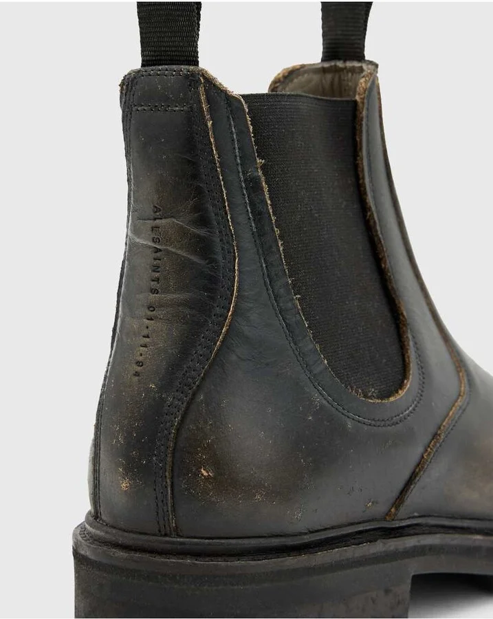 AllSaints Toby leather chelsea boots in dark brown - Image 4