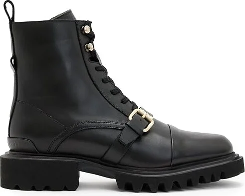 AllSaints Tori Boots Women's Boots Black/Warm Brass : 6 M, Leather - Image 5