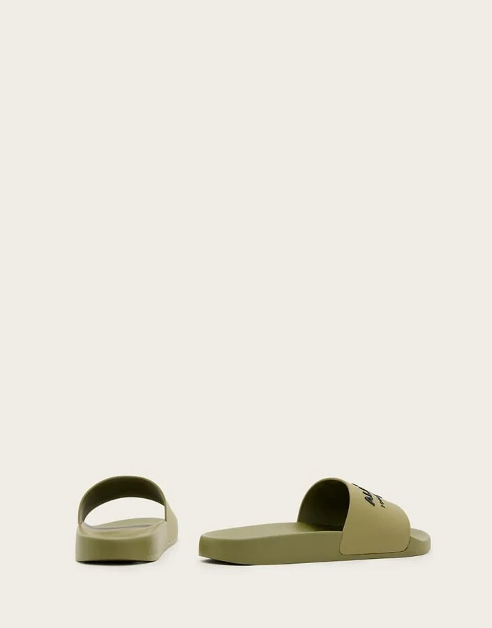 AllSaints Underground rubber slides in khaki - Image 3