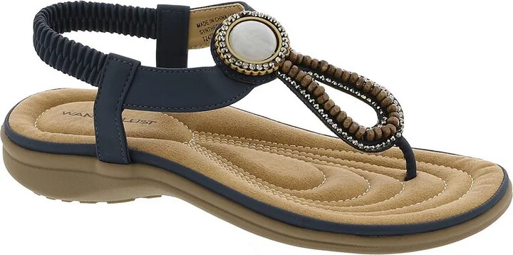 Allta Womens Faux Suede Casual T-Strap Sandals