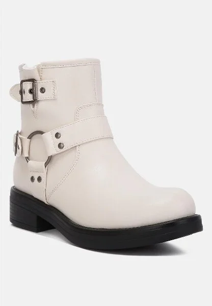 Allux Brushed Faux Leather Pin Buckle Boots Women - Image 3