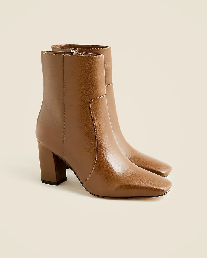 Almond-toe ankle boots in leather