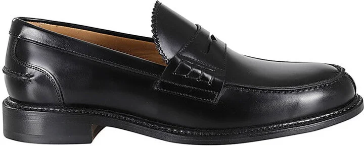 Almond Toe Black Leather Loafers