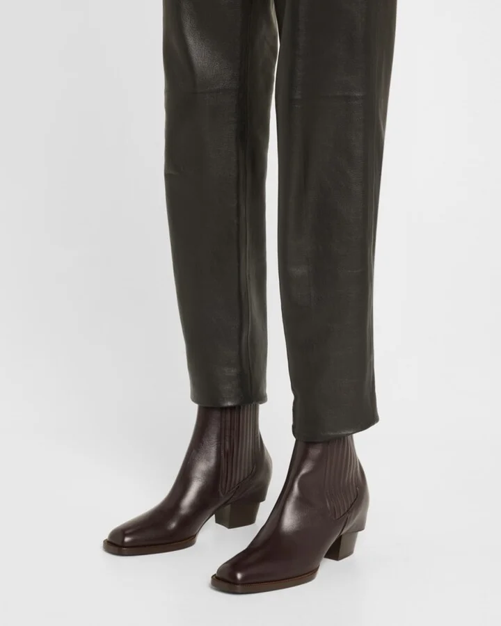 Almond-Toe Calf Leaher Boots - Image 8