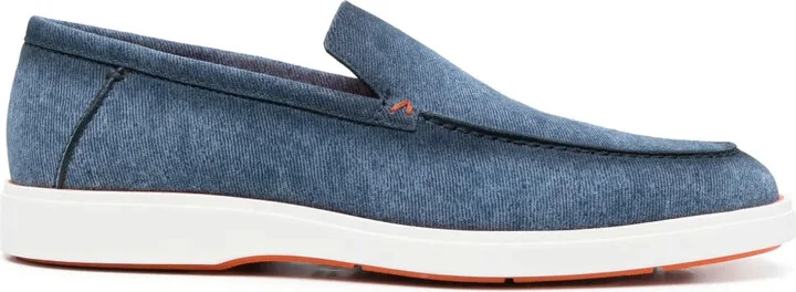 Almond-Toe Denim Loafers