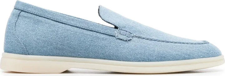 Almond-Toe Denim Loafers
