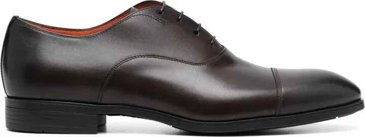 Almond-Toe Lace-Up Leather Shoes