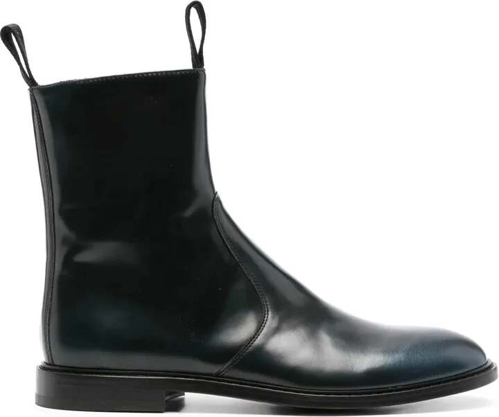 Almond-Toe Leather Ankle Boots