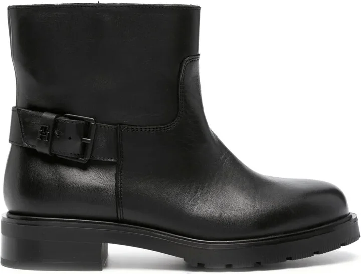 Almond-Toe Leather Ankle Boots