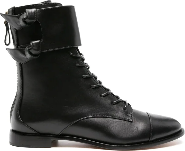 Almond-Toe Leather Boots