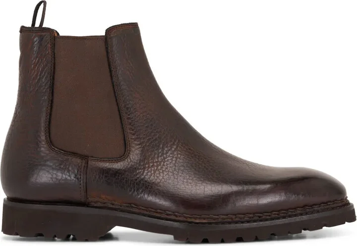 Almond-Toe Leather Boots