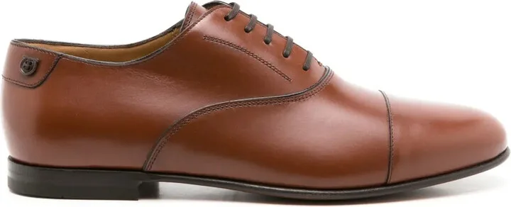 Almond-Toe Leather Lace-Up Shoes