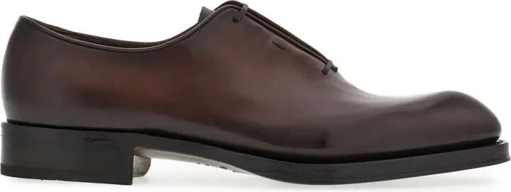 Almond-Toe Leather Oxford Shoes