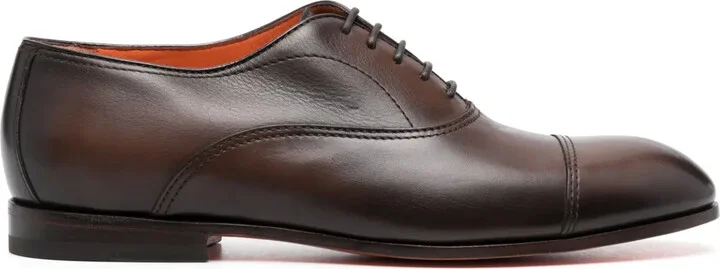 Almond-Toe Leather Oxford Shoes