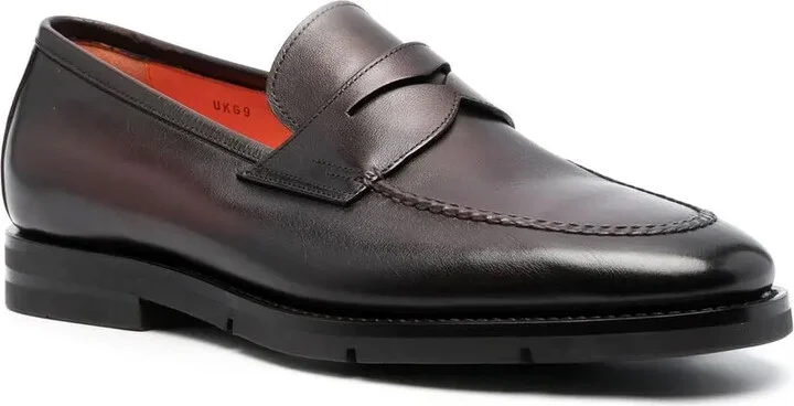 Almond-Toe Leather Penny Loafers - Image 2