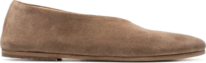 Almond-Toe Suede Ballerina Shoes