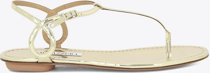 Almost Bare Metallic Leather Flat Sandals