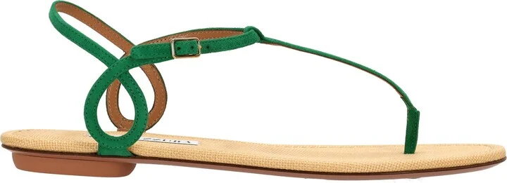 Almost Bare Sandals in Green Suede